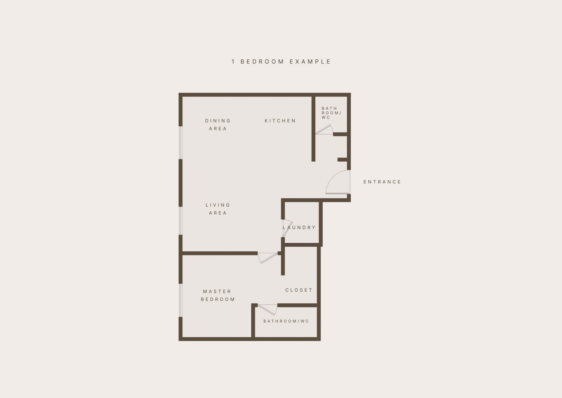 1-bedroom example floor plan at Meshraf al-Majdiah