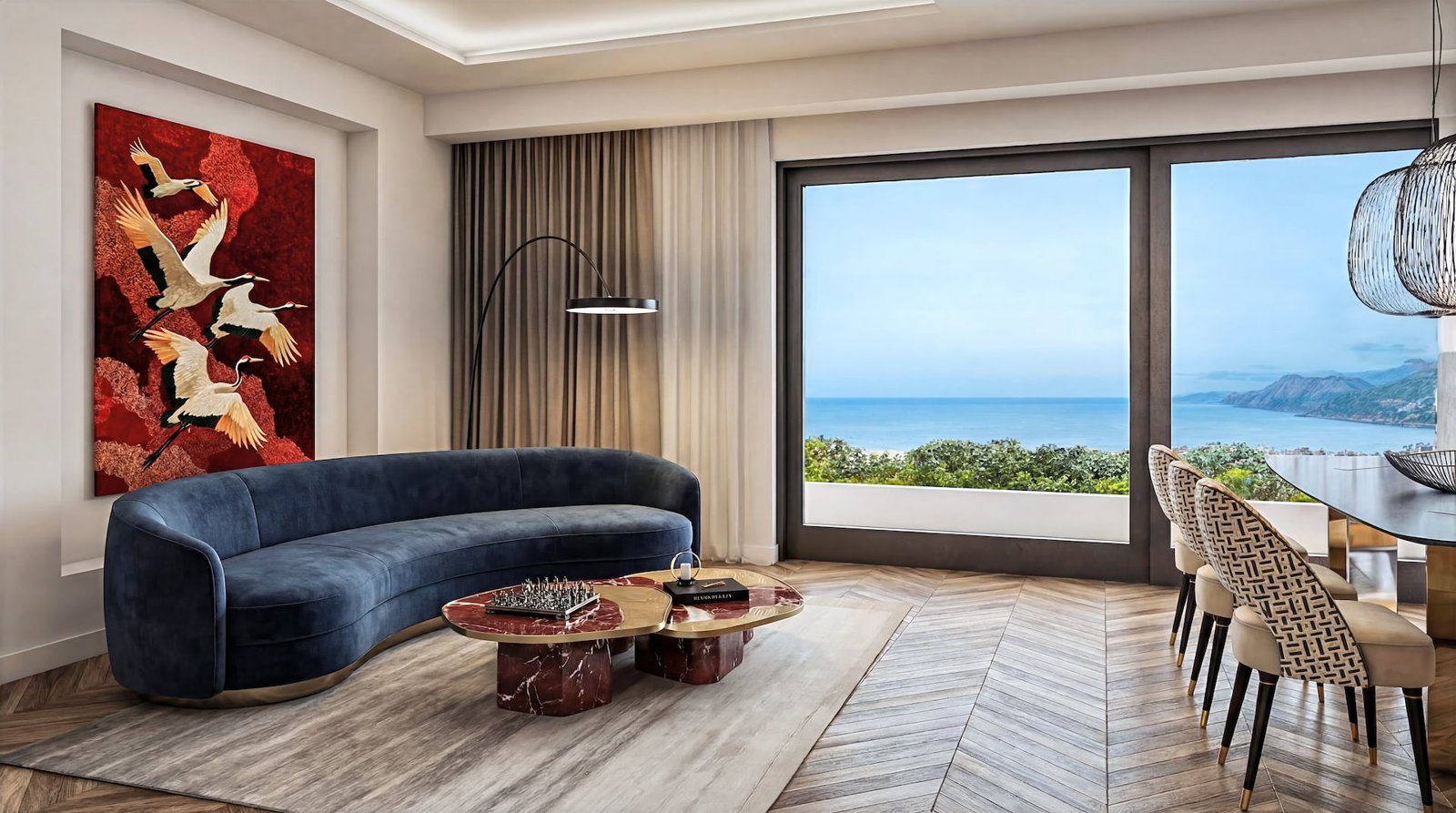 Living room with sea view